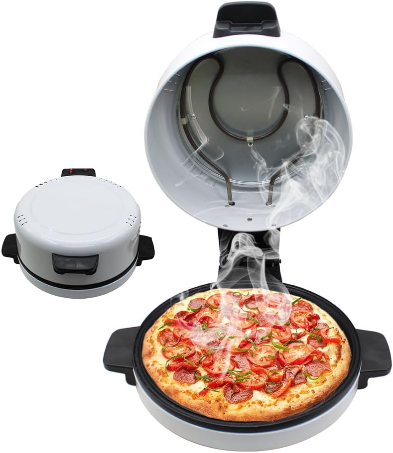 BOOZXCV four à pizza, 1600 W, 220 V-240 V / 110 V, 1800 W, 12 Pouces, Noir/Argenté, Pizzaïolo électrique, comptoir Portable
