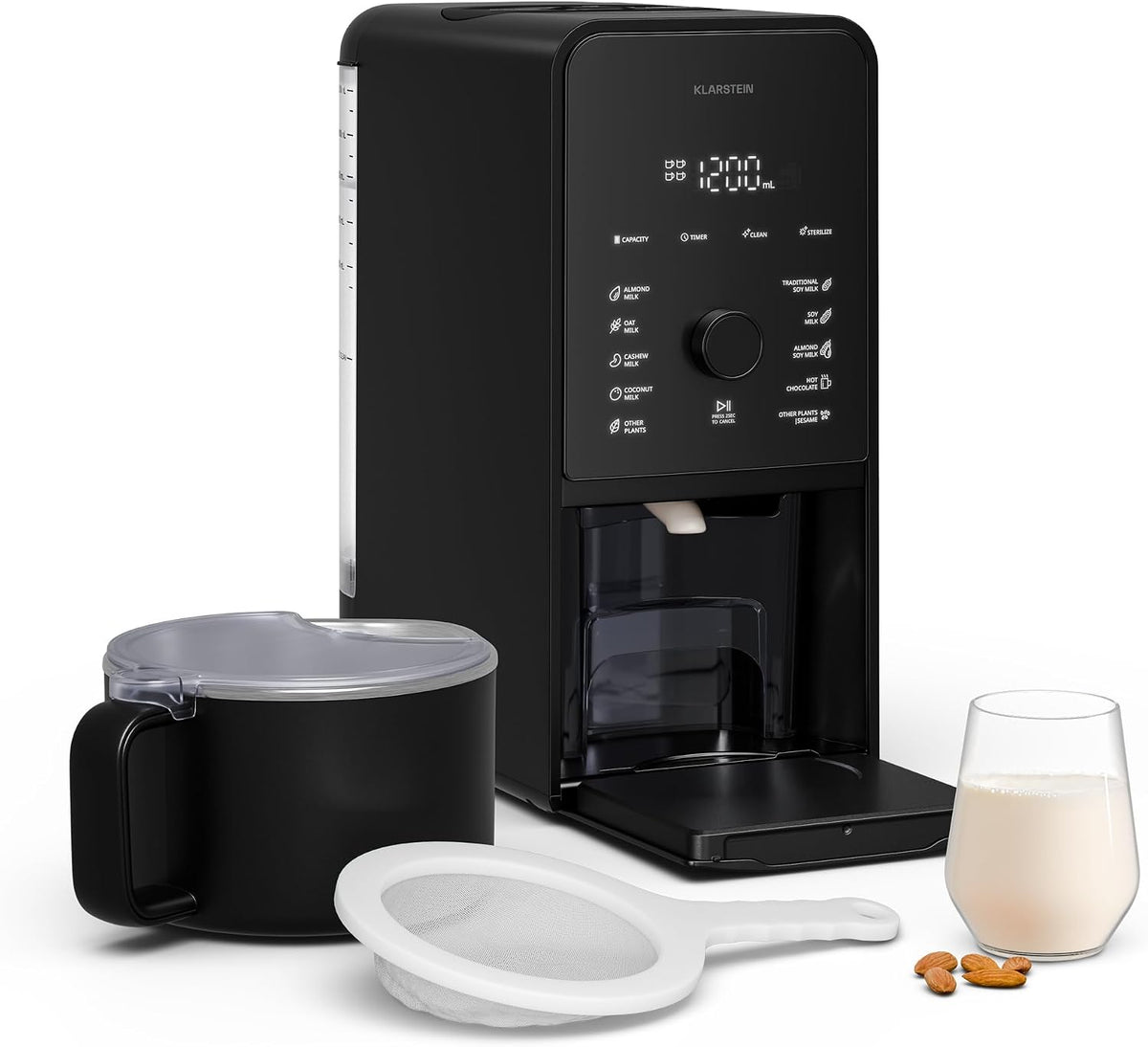 KLARSTEIN blender, 36,5 × 16,4 × 43,6 cm ; poids : 5,9 kg., 1200 W, 1,2 L, Argenté, Marcia Touch Machine à Lait Végétaux