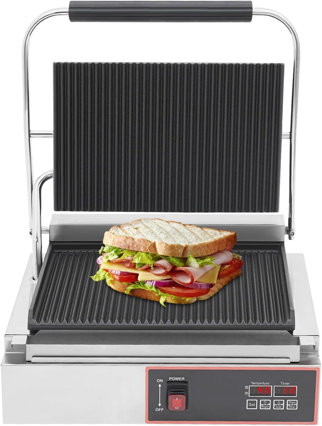 Dofanqing gaufrier, 220 V, 50 Hz., 2200 W, acier inoxydable 201, fer, bakélite., argenté, noir., steak et légumes
