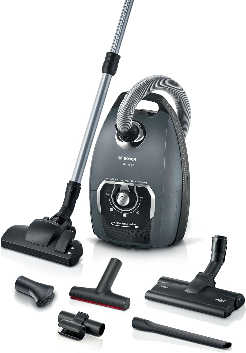 Bosch Aspirateurs traîneaux, Noir, BGL75X1PRQ Aspirateur avec Sac série 8, Personnes allergiques, Filtre hygiénique