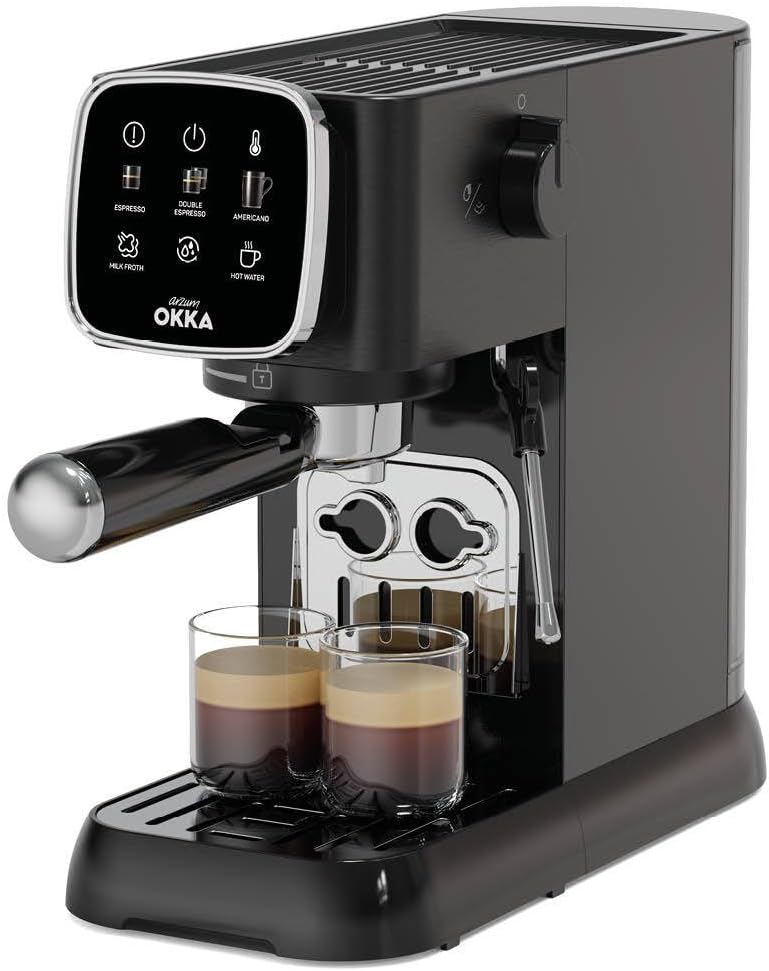 Arzum Okka Machines à expresso et cappuccino, Noir, Okka Espresso Solo OK0034-05 Machine à expresso semi-automatique /Chrome