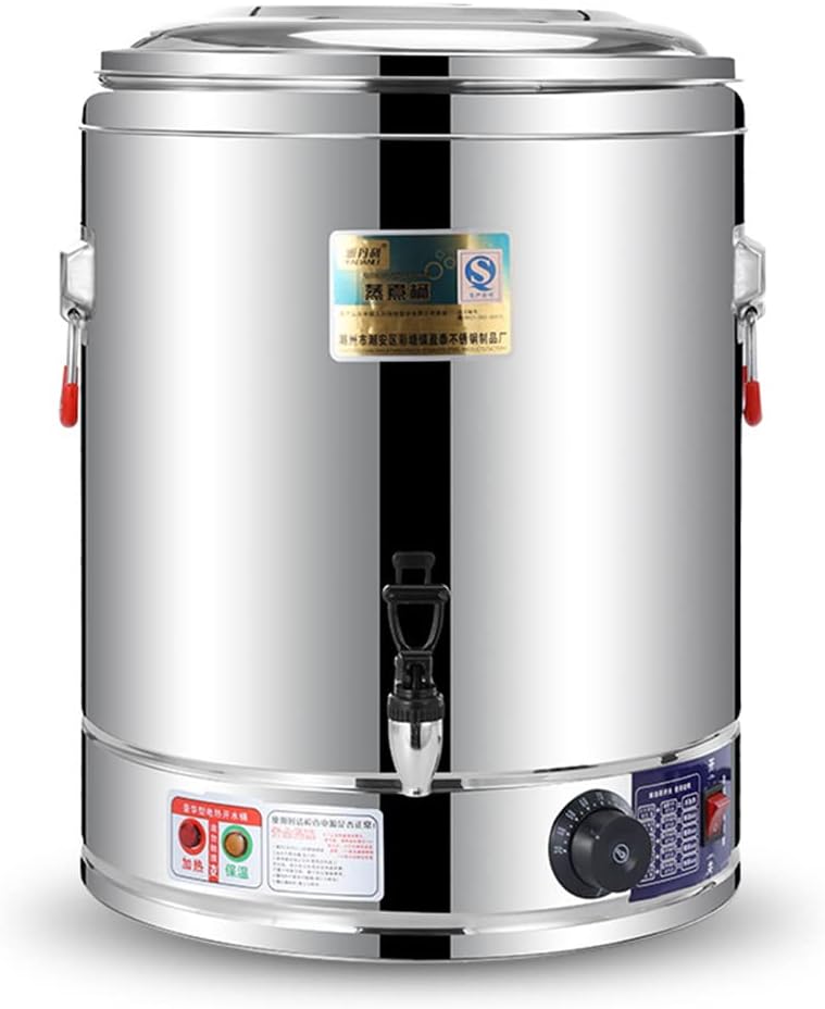 Chaudière distributeur d'eau chaude, 30 l, Argenté, urne isotherme en acier inoxydable, portable de avec grande poignée de transport