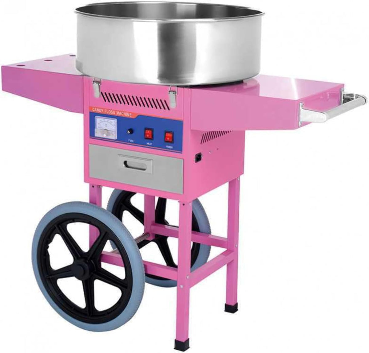 Machine Machines à barbe à papa, 0,9 kW, 50 cm, 230 V, Argenté, à Barbe à Papa Professionnelle avec Chariot - - Cuve Inox
