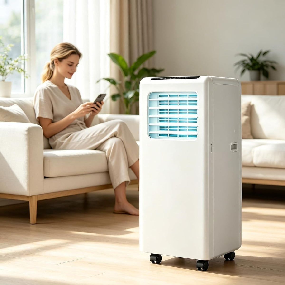 climatiseur portable LCAIHONG, 14000 BTU, 40 m, 4100btu, Blanc, Refroidit jusqu'à ², Silencieux avec Déshumidificateur