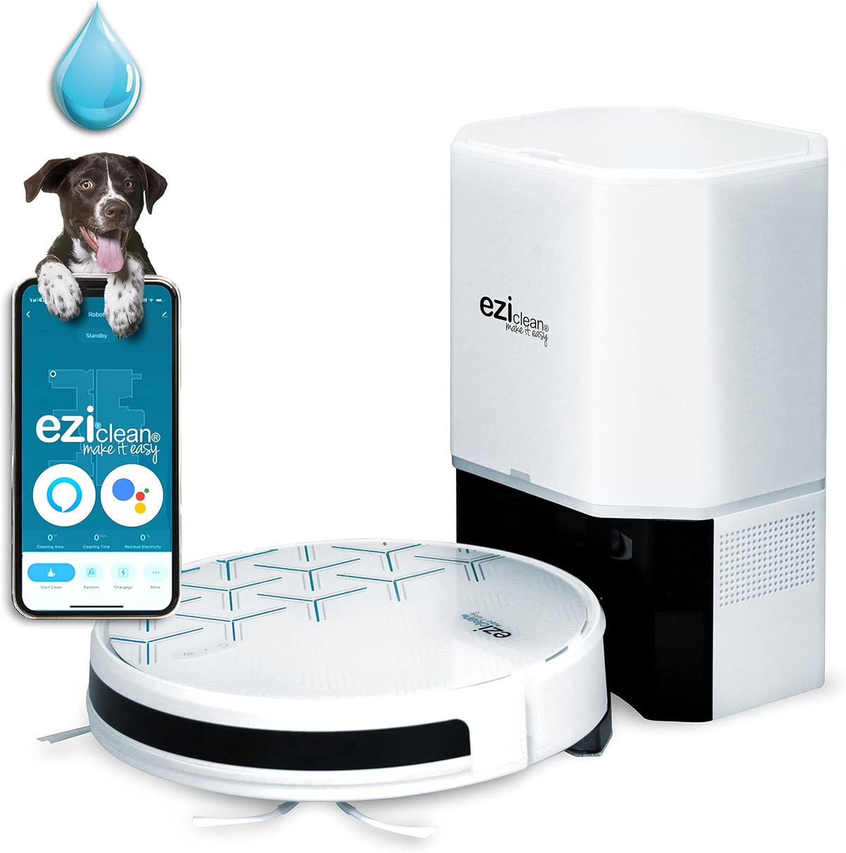 EZICLEAN robot aspirateur, Blanc, Laveur connecté Aqua Xpert Animal S450