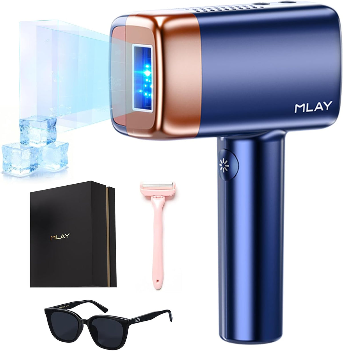 MLAY épilateur à lumière pulsée, Bleu, T14 Appareil À Épilation IPL, 39% Réduction Des Poils En 4 Semaines