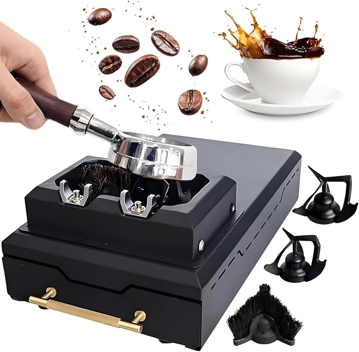 LSBHPPD machine à café, 47,5 x 28 x 18 cm, Environ 20 tasses de marc de café, 150 W, 58 mm, Noir, Expresso électrique