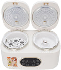 Asixxsix Mijoteuses, 220 V, Blanc, Double mijoteuse, conception avec couvercle pop-up, double mijoteuse, facile à nettoyer