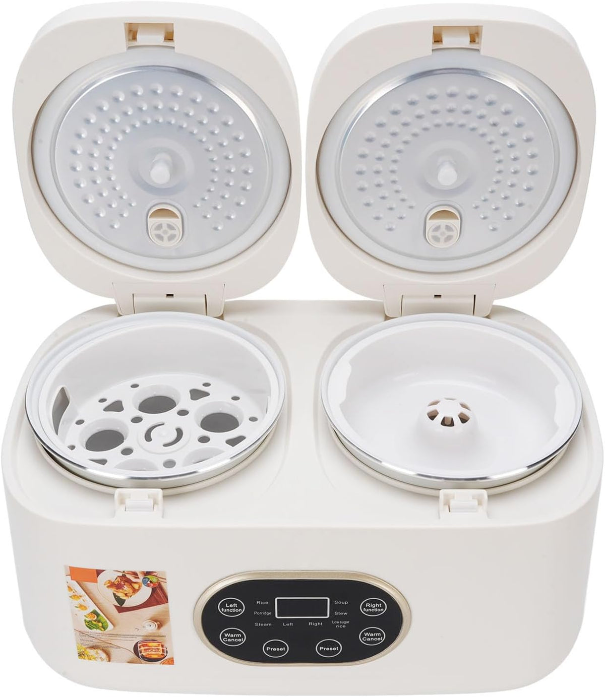 Asixxsix Mijoteuses, 220 V, Blanc, Double mijoteuse, conception avec couvercle pop-up, double mijoteuse, facile à nettoyer