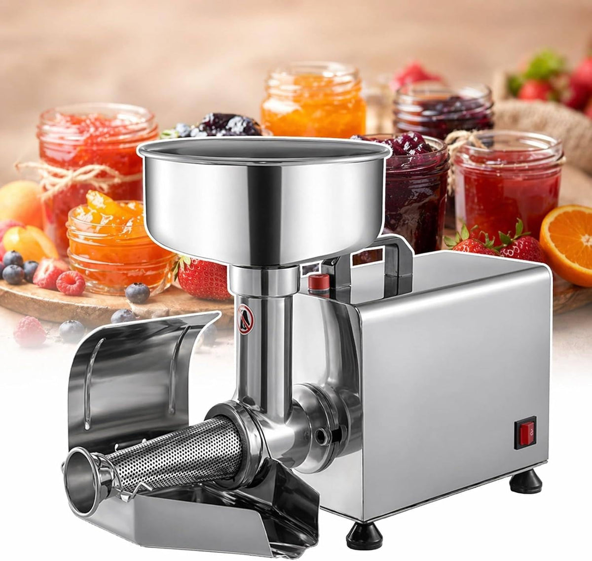 ByBoDi presse-agrumes, 450 W, Argenté, Machine à Confiture électrique en Acier Inoxydable, Presse-tomates Professionnelle