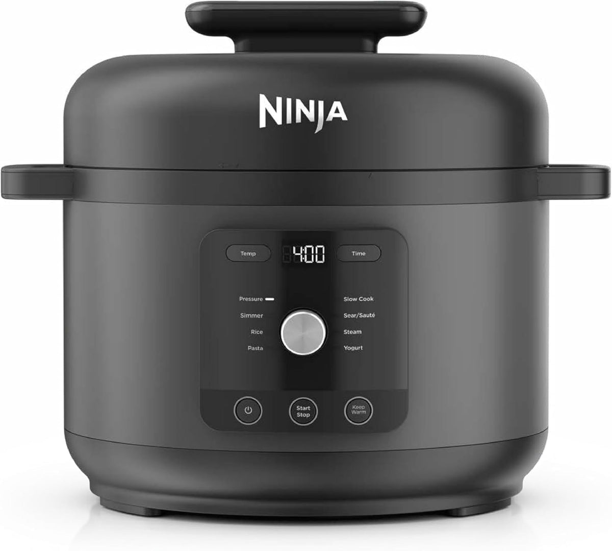 NINJA Autocuiseurs, 6 L, Noir, HyperHeat PC201UK Autocuiseur 9 en 1, mijoteuse et cuiseur à riz, grille à vapeur et casserole amovible