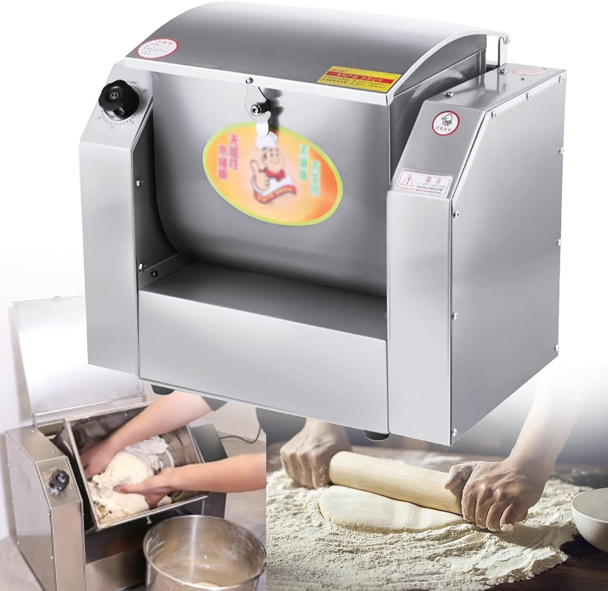 HENGCMM blender, 1 100 W, 3KG, acier inoxydable, Argenté, Batteur Pétrin Professionnel, Robot Patissier Multifonctions