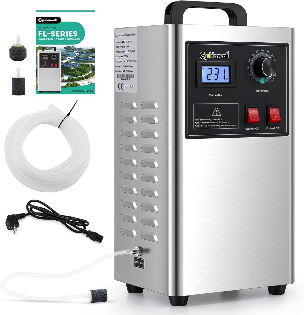 CGOLDENWALL groupe électrogène, 100 W, 5 g, Noir, Minuterie 0-120 Min, Élimination des Odeurs et Traitement des Eaux Usées ( /h)