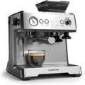 KLARSTEIN machine à café, 1350 W, 2.3 L, Noir/Argenté, GrandPresso Grain, Moulin Intégré, Buse Vapeur, Réservoir