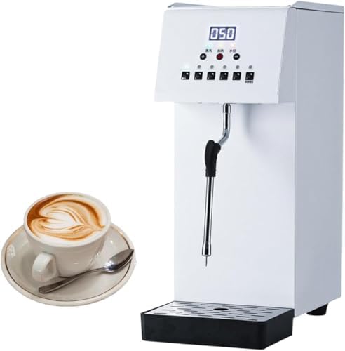 HTDRE Mousseurs à lait automatiques, 6 L, Argenté, Mousseur à Lait et cuiseur Vapeur Professionnel, pâtisseries et hôtels
