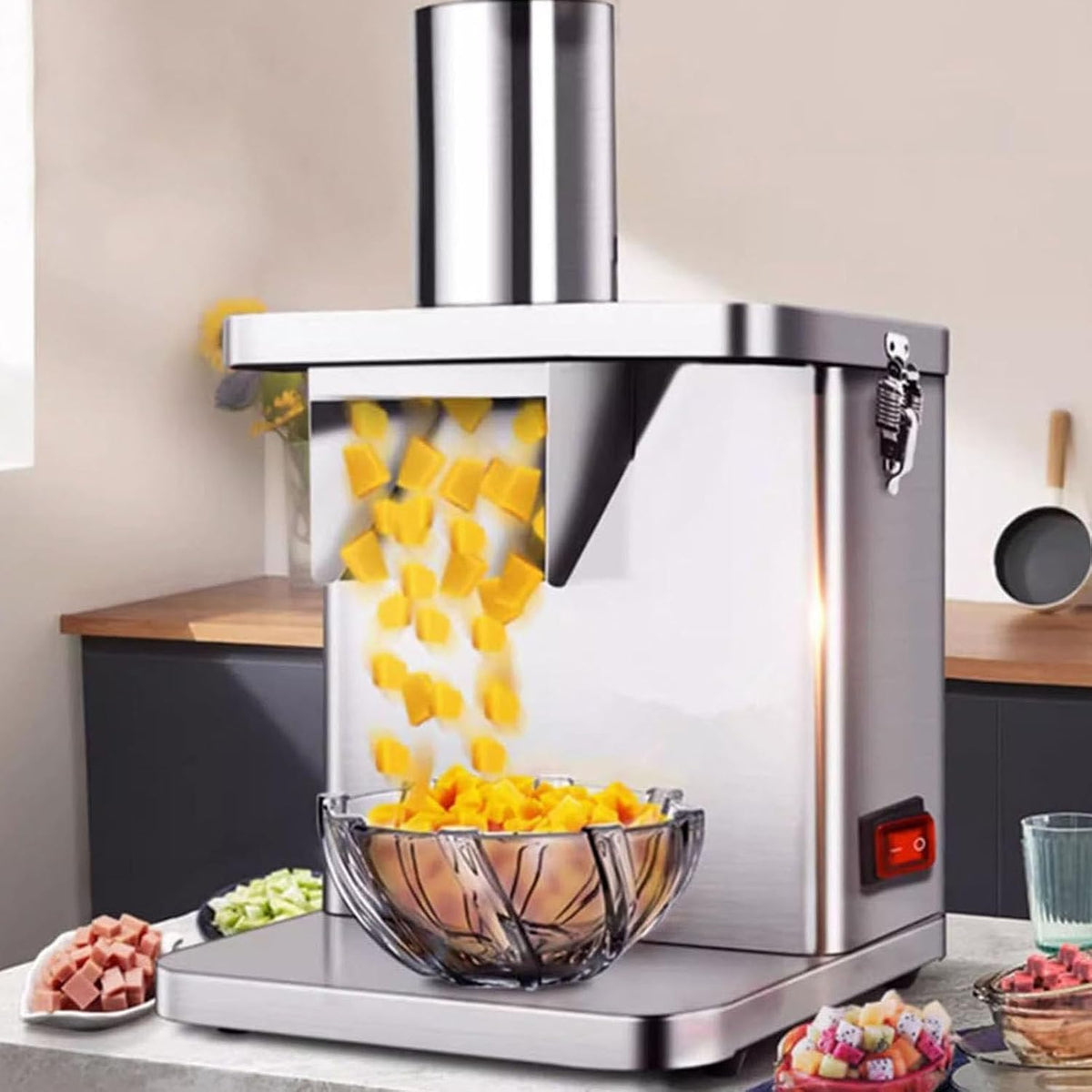 GTHTUHFD trancheuse électrique, Noir, Hachoir À Légumes Professionnel, Machine À Couper en Dés 2 en 1 Électrique pour Légumes Et Fruits