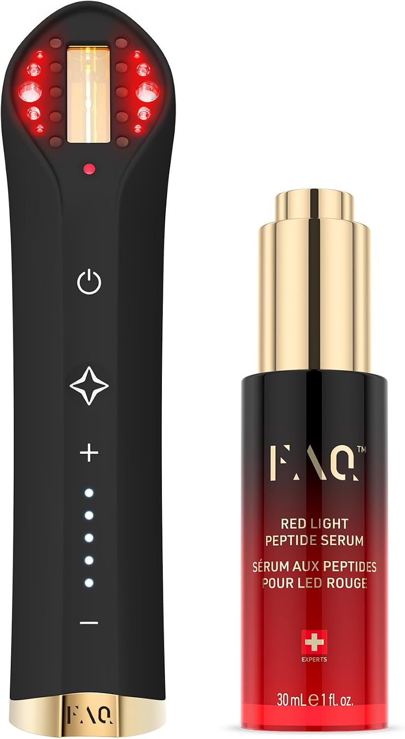FAQ Dispositifs anti-rides et anti-vieillissement, Rouge, 502 Lampe Visage LED & Infra + Sérum Peptide Lumière