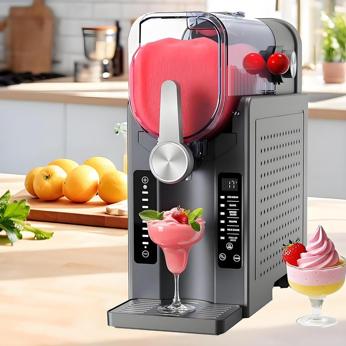 ZYLDDS Machines à granité, 40,7 x 17,6 x 40,9 cm, 1600 ml, 200 W, 220 V, 1.6 L, ABS / Cuivre, Noir, Slush Machine a Granita