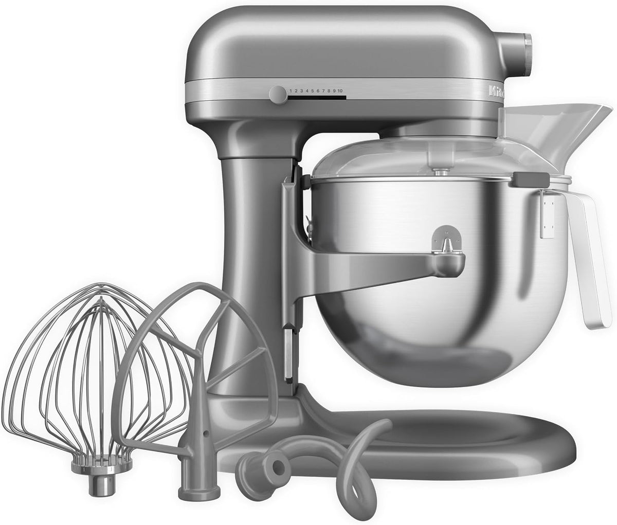 KitchenAid robot pâtissier, 6.6 L, Argenté, Professionnel Relevage Bol, Engrenages Tout Métal, 11 Vitesses
