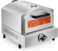 hzexun four à pizza, 47,5 cm * 42,5 cm * 40,5 cm, Argenté, Acier Inoxydable, extérieur à gaz, Four Pizza Portable avec Pierre a Pizza