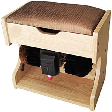 YANYUESHOP Brosses à chaussures, plaque en acier inoxydable + panneau de fibre de bambou haute densité, Noir, Cireuse à chaussures électrique