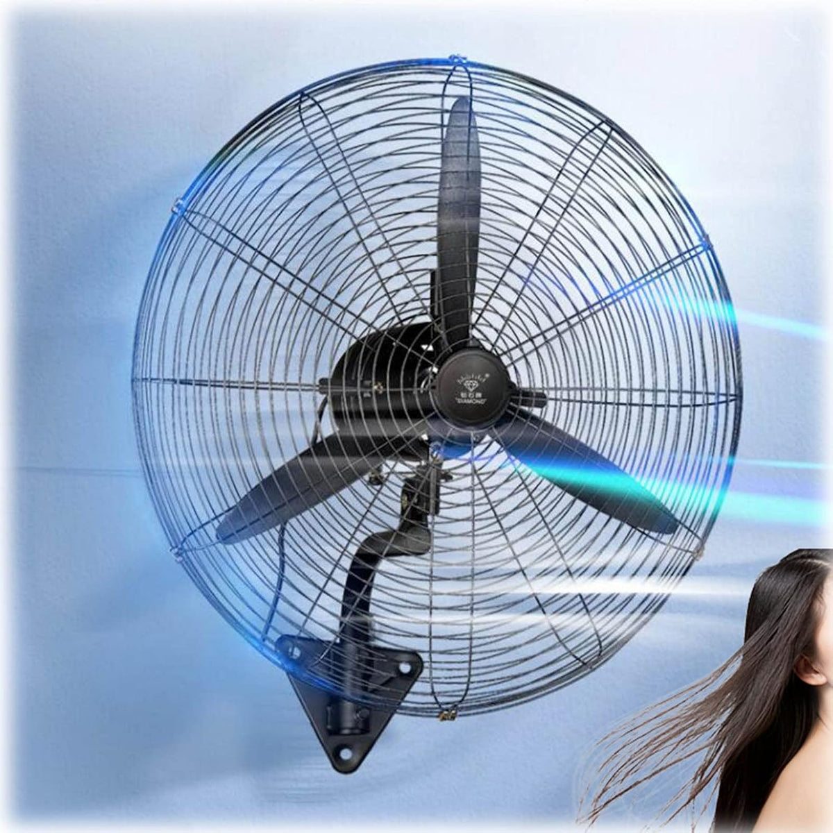 Ventilateur Ventilateurs de brume, 19,7 pouces, 25,6 pouces, 29,5 pouces, Blanc, mural industriel, 60 ° oscillant