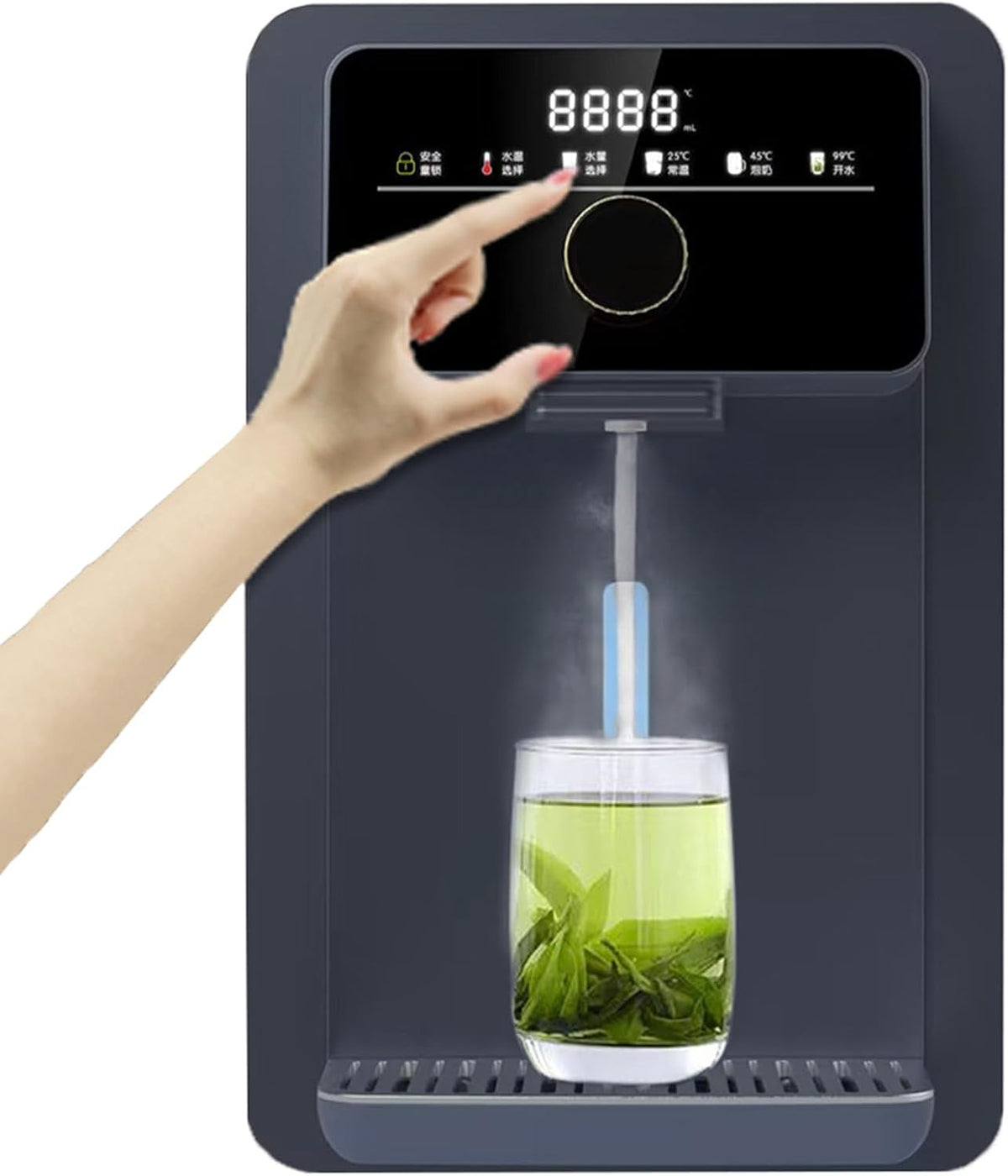 Distributeur distributeur d'eau chaude, Noir, d'eau mural avec verrouillage électronique pour enfant, prise d'eau quantitative