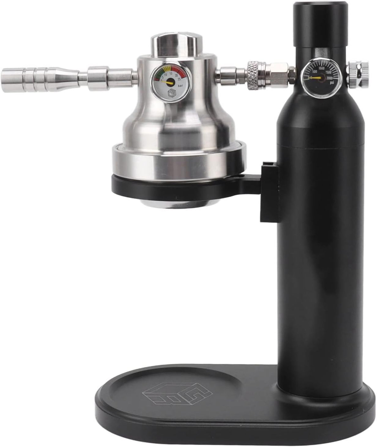 HELEVIA machine à café, Argenté, Cafetière de camping portable en acier inoxydable, mini pneumatique manuelle