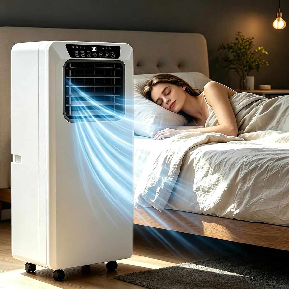 HUANQIN climatiseur portable, 12000 BTU, 12000btu, Blanc, Climatiseur Mobile Monobloc, Puissance de Refroidissement Rapide