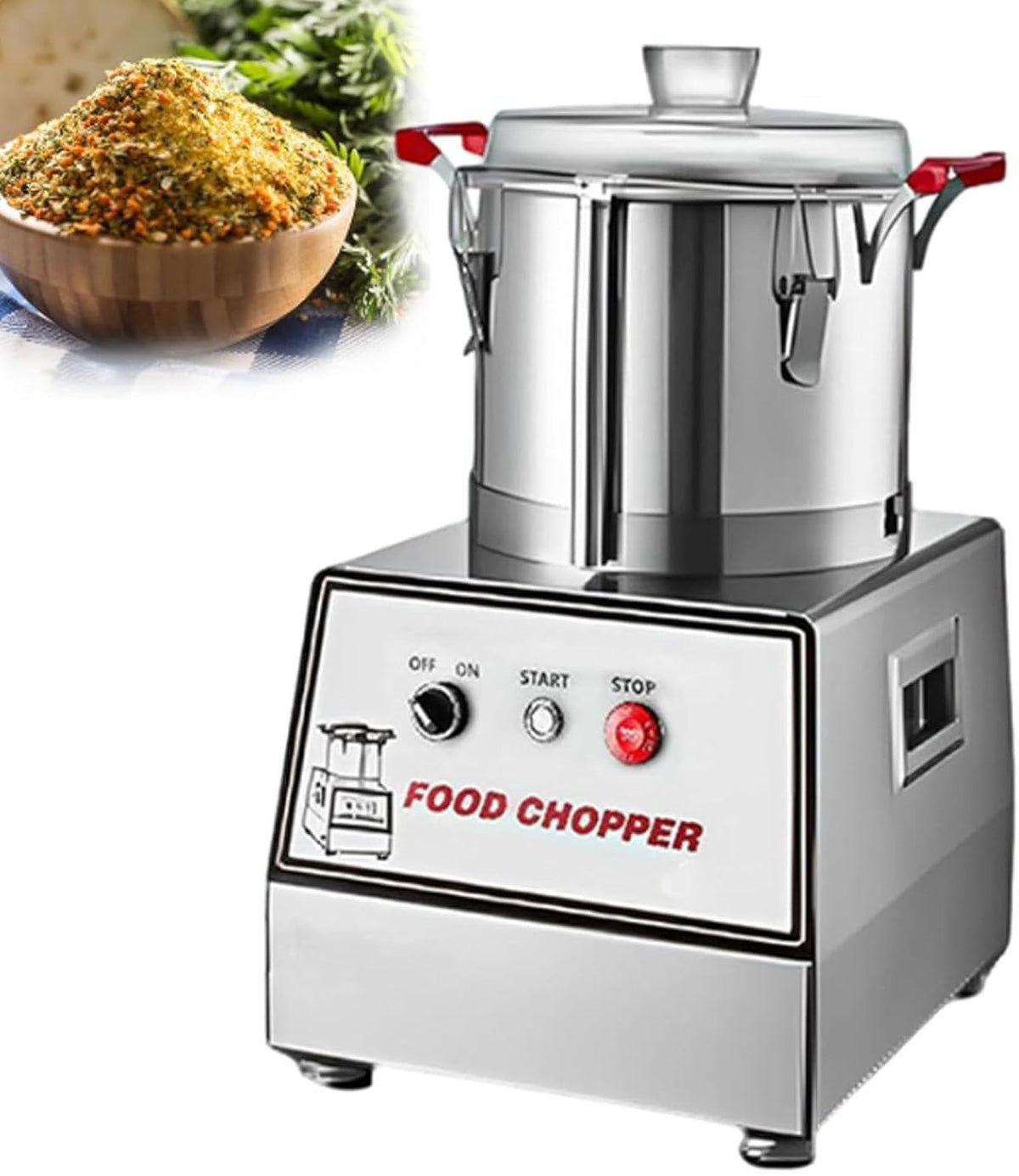 Oiyekntd Mandolines, 7 L, Argenté, Robot culinaire électrique, Hachoir à légumes Professionnel en Acier Inoxydable