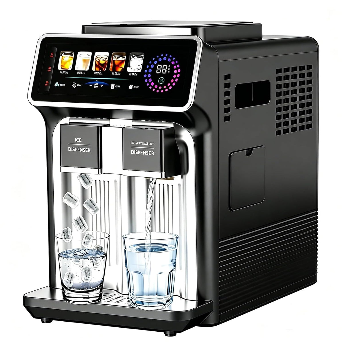 zhenmaster machine à glaçons, Noir, /Smoothies/Eau Glacée Multifonctionnelle, Comptoir Avec Panneau De Commande Tactile Pour Les Petits Commerces