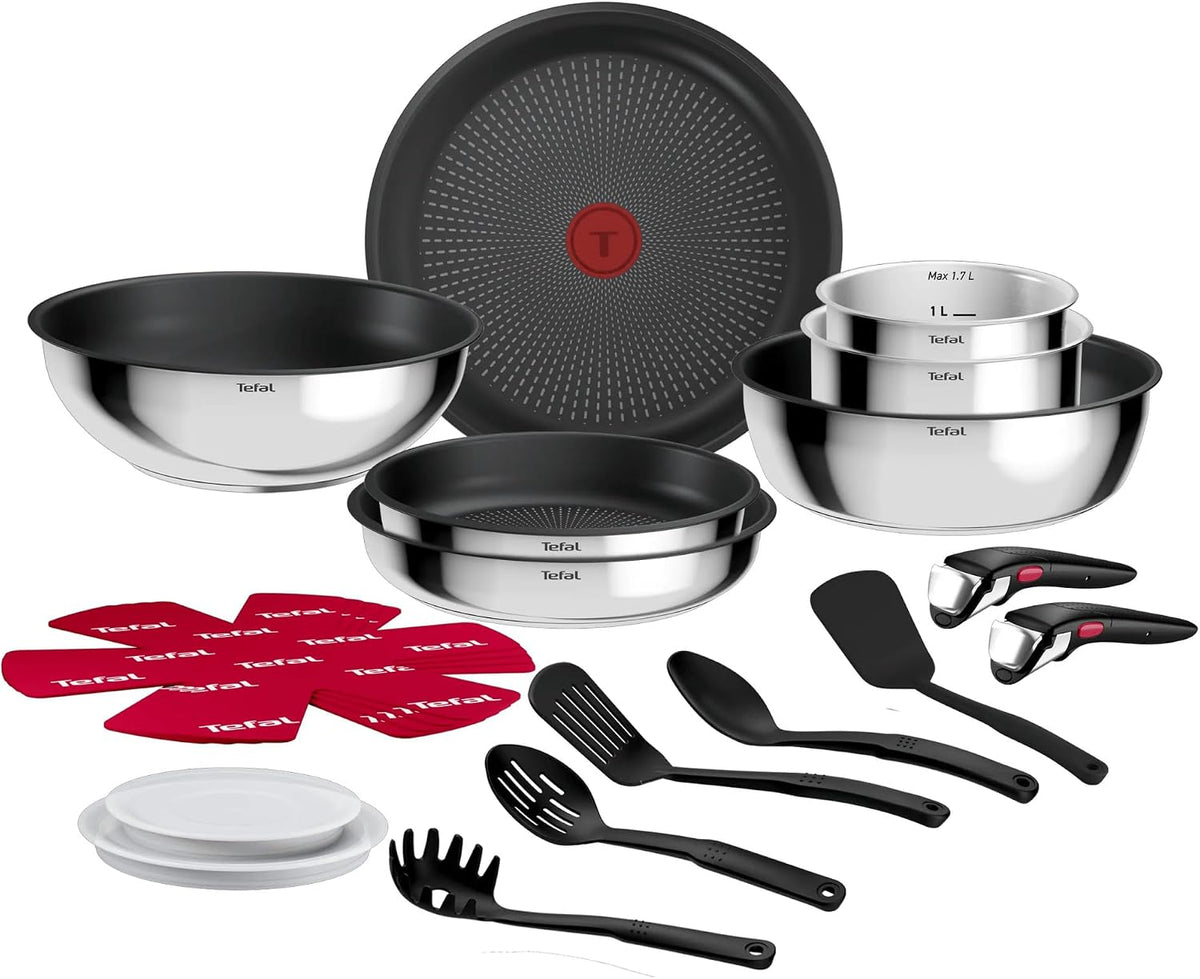 Tefal batterie de cuisine, Argenté, - Ingenio Comfort Max - 20 pièces - Inox