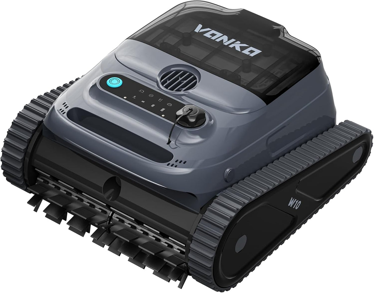 VONKO Systèmes de nettoyage automatique, 200 m, Bleu, W10 Robot Piscine sans Fil, Aspirateur Piscine avec Navigation IA