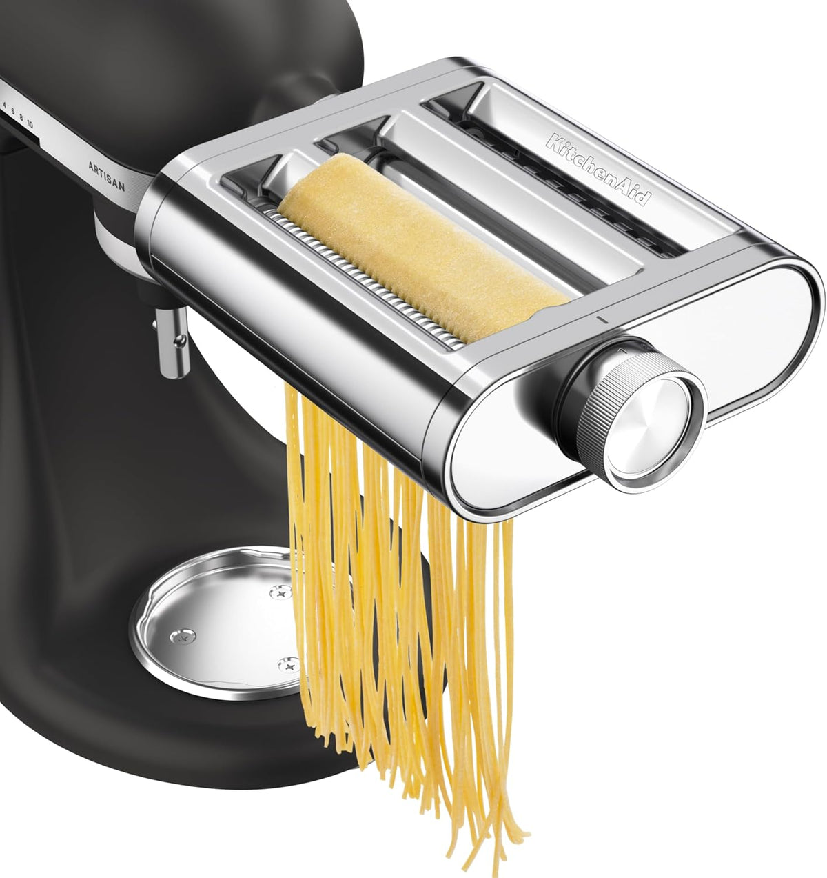 KitchenAid Pièces et accessoires, 1 M, Argenté, Accessoire Pâtes 3-en- étal, Laminoir, Coupe-Spaghetti et Coupe-Fettuccine