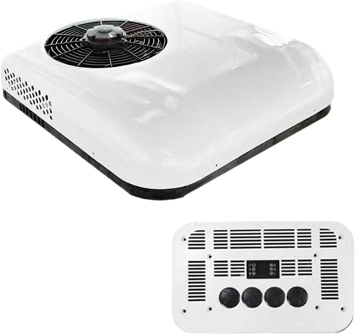 ALSUP Climatiseurs, 12 V, Blanc, Climatiseur 12/24 Volts DC, Climatiseur de Toit pour Camionnette White, Montage sur le toit