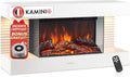 KAMINIO cheminée électrique, Blanc, LIZ - Cheminée Murale avec Chauffage, Effet de Flamme 3D, lumière d'ambiance LED