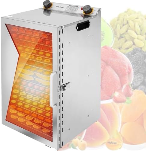 WOTZOV déshydrateur alimentaire, Argenté, Professionnel avec 6 Plateaux en Acier Inoxydable, idéal pour sécher Les Fruits