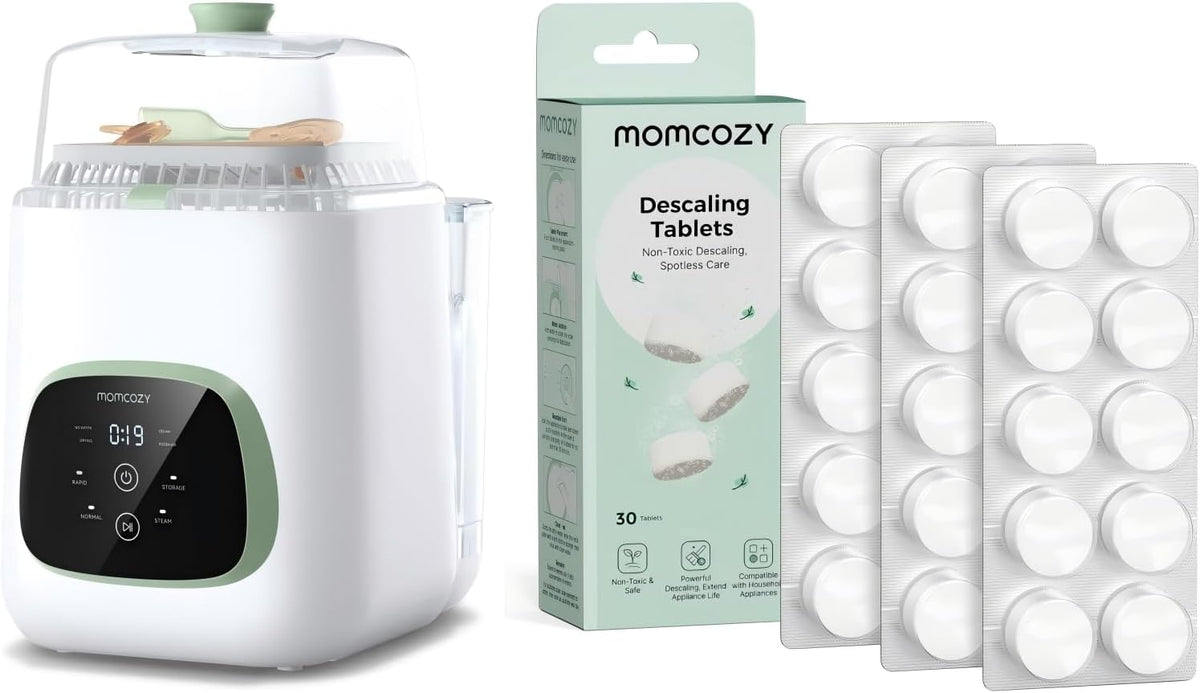 momcozy Stérilisateurs, Noir, Lave Biberon & Comprimés détartrés-30 Pack