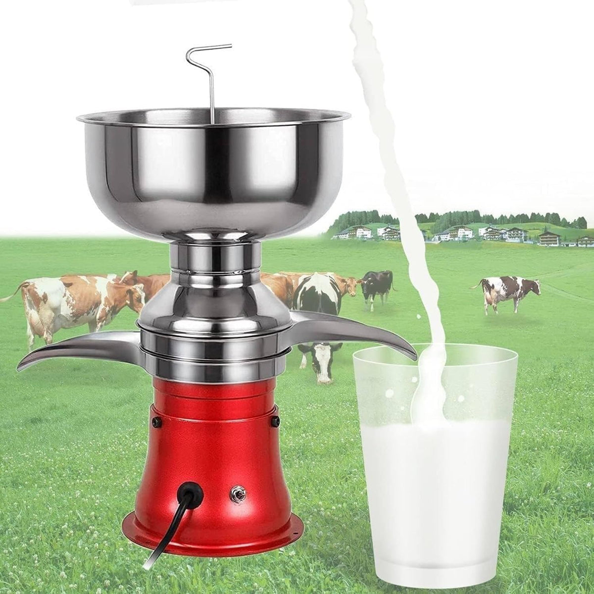 IYUESQ centrifugeuse, 480 × 320 x 225 mm, 2 000 W, 110 V-240 V, 50 l, acier inoxydable, Noir, Séparateur de crème électrique pour Lait Frais