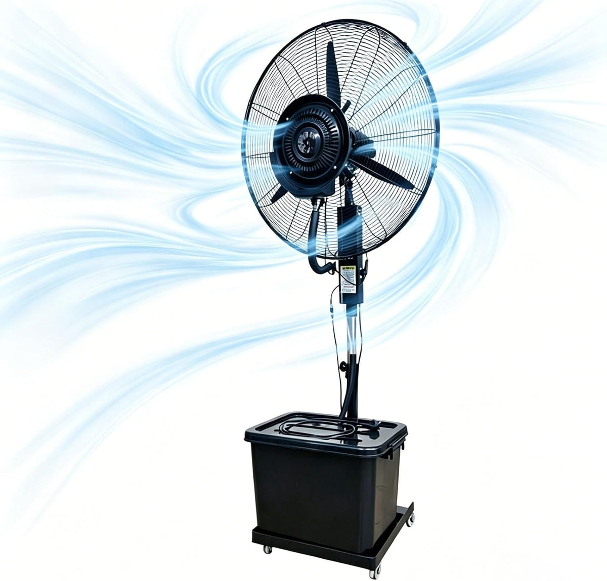Lsoiup rafraîchisseur d'air, 260 W, 220 V ~ 50/60Hz, 55 dB (min) – 70 dB (max), 42 L, 200 cm, Blanc, Ventilateur Brumisateur sur Pied à Eau