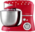 Kalorik robot pâtissier, 1000 W, 5 litres, 000 W, Argenté/Rouge/Blanc, Team avec Bol Inox, 6 vitesses, 4 accessoires