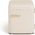 CREATE réfrigérateur, 85 W, 50 cm, 48 L, 50x44x49,8 cm, Argenté/Blanc, / RETRO FRIDGE 50 SILVER/ blanc cassé poignée or /