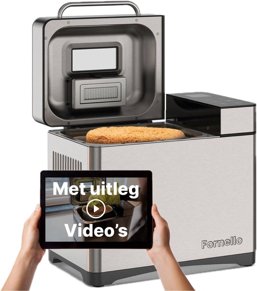 fornello Machines à pain, Noir, Machine à pain avec moule à pain en céramique, Pas de trou dans le pain, 19 programmes inclus sans gluten et levain