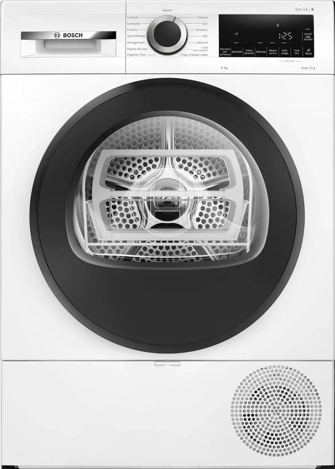 Bosch Sèche-linges avec pompe à chaleur, 8KG, Noir, WQG233D1II ASCIUG C HYGIENE+ PLANA INV SERIE6 EASYCLEAN