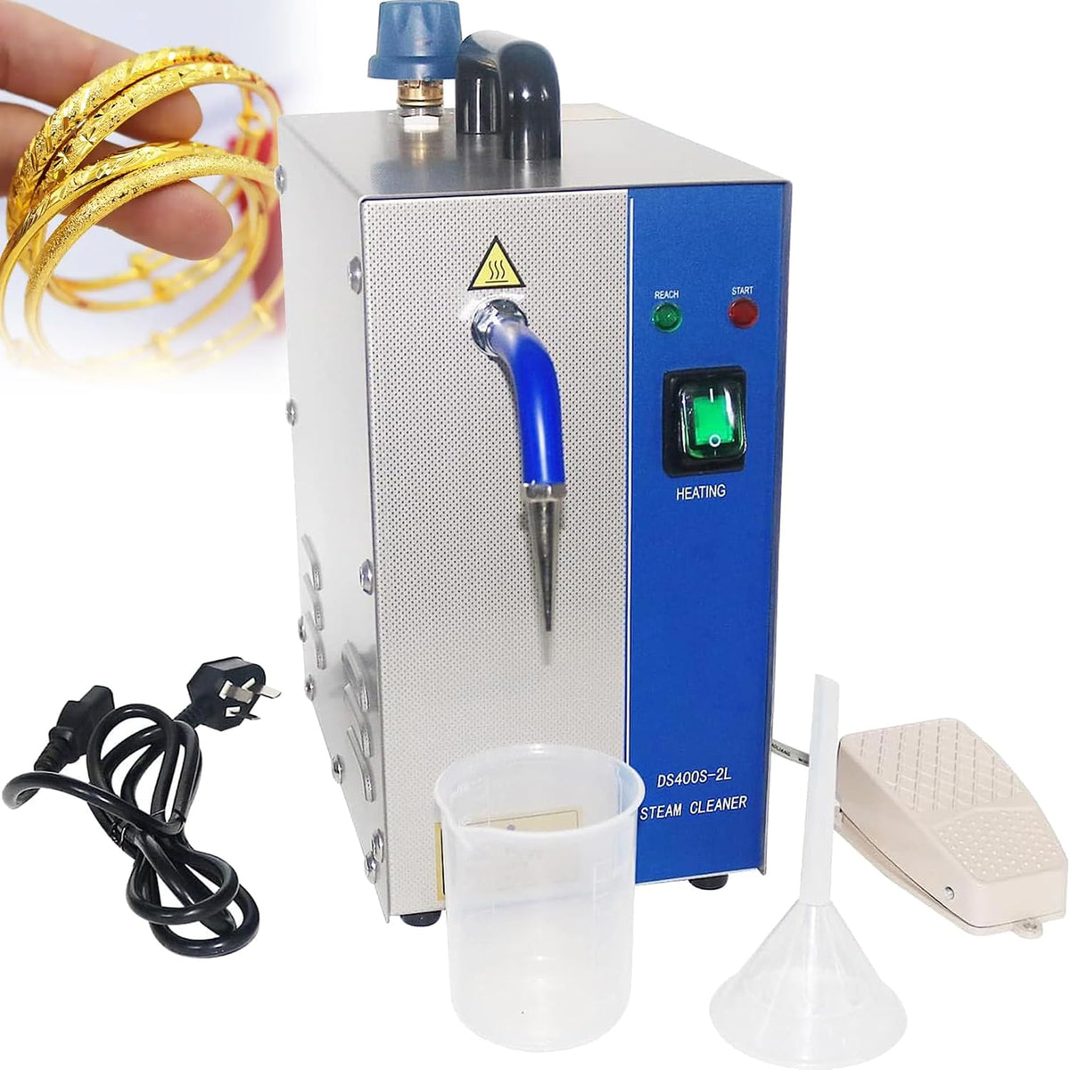 Tsampa nettoyeur vapeur, 2 L/4 L, 1300 W/2200 W, 110 V-60 Hz/220 V-50 Hz, 2 L, 4 L, Acier inoxydable 304, Argenté