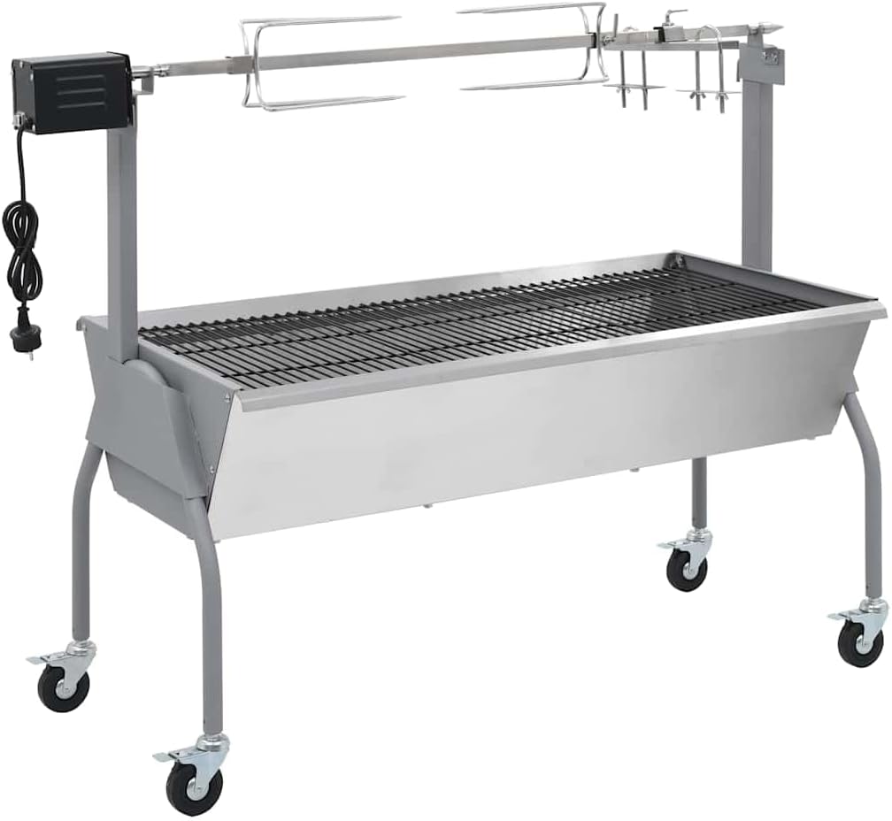 Mandloder rôtissoire, 1 288 x 551 x 1 005 mm (l x P x H), 15 W, 15 kg, rôtissoire en acier inoxydable + acier recouvert de poudre, argenté
