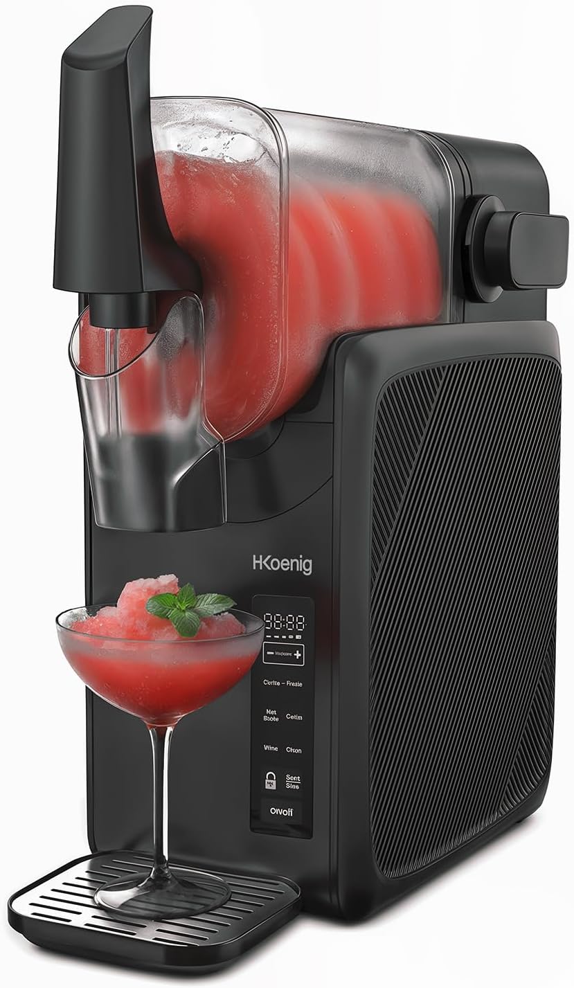 H.Koenig sorbetière, 2,5 L, Blanc, Machine à Granité SLH800 5 modes pré-réglés, Boissons Glacées, Milkshake