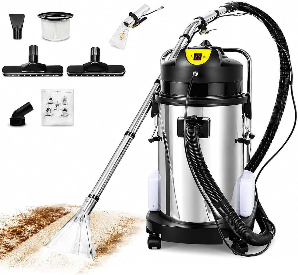 RoyceBee canapé, 40 L, 1034 W, Noir, Machine de Nettoyage Extracteur 3-en-1, Nettoyeur de Tapis Professionnel Aspirateur Eau et Poussière