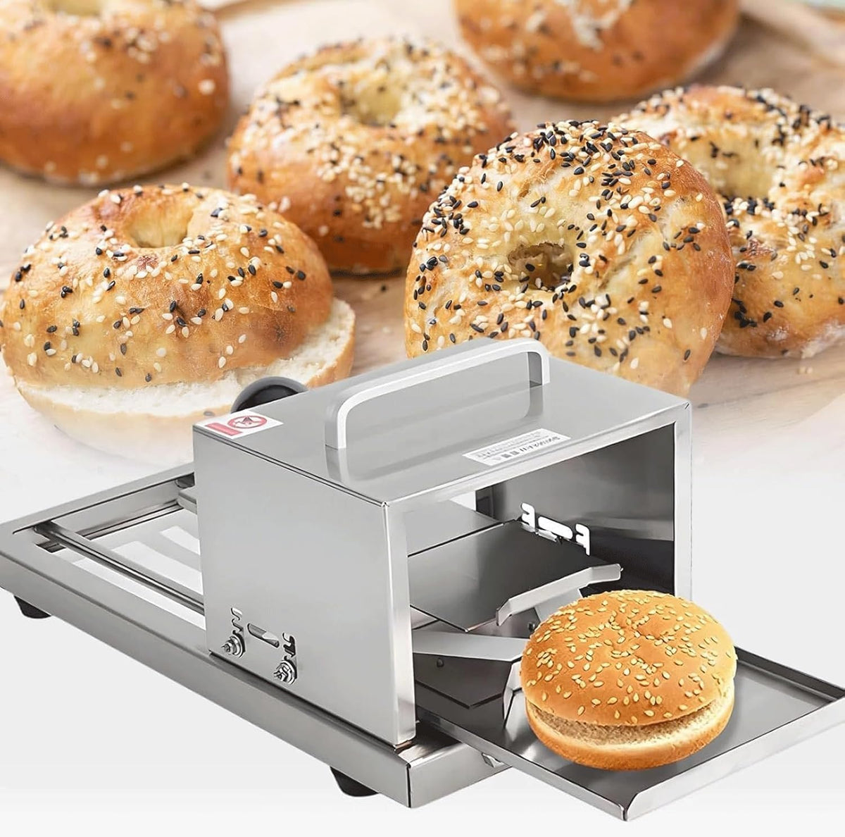 Trancheuse trancheuse électrique, 3,2 cm, Argenté, à bagel commerciale et coupe-chignon, 7 à d'épaisseur