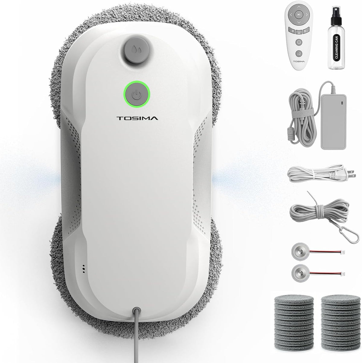 Tosima Robots aspirateurs, Blanc, W5 Pro 6400 Pa Robot Laveur de Vitre, Double Pulvérisation d'eau Ultrasonique